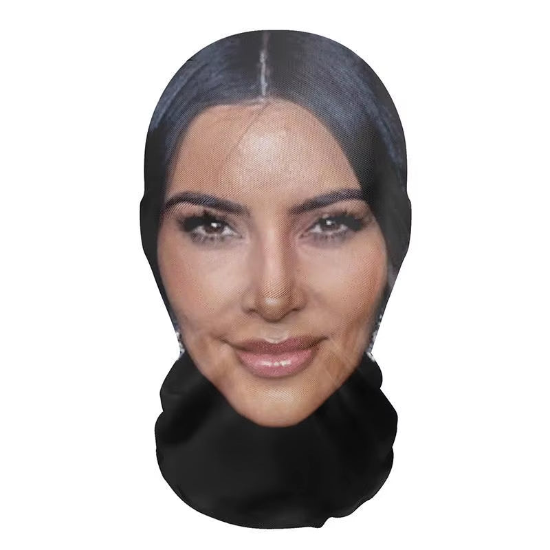 3D Printed Famous Person Full Head Mask Funny Elastic Mesh Mask Cosplay Headwear for Party Simulation Fashion Hat Headgear